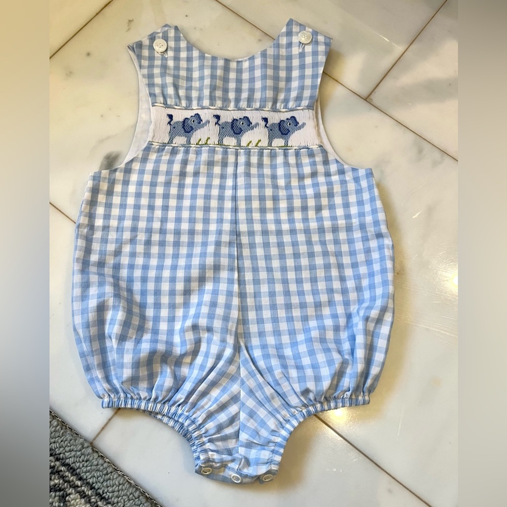 Bow Peep size 18 months Boy smocked onesie romper
